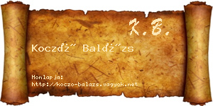 Koczó Balázs névjegykártya